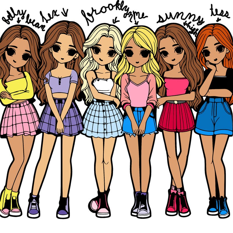 a group of girls realistic