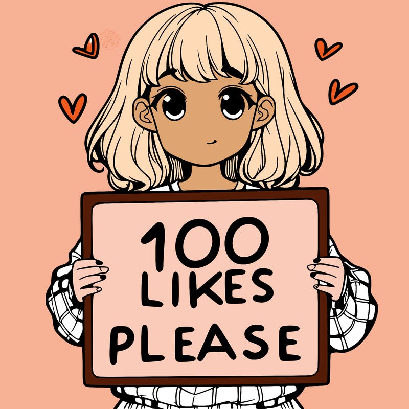a girl holding a sign saying 100 likes please