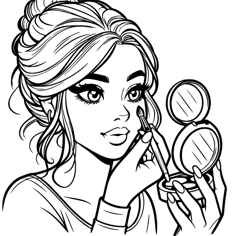 a realistic girl doing her makeup