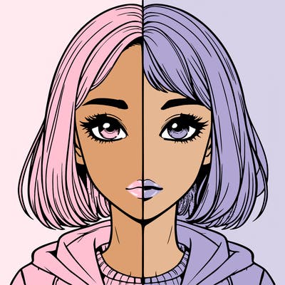 split realistic girl