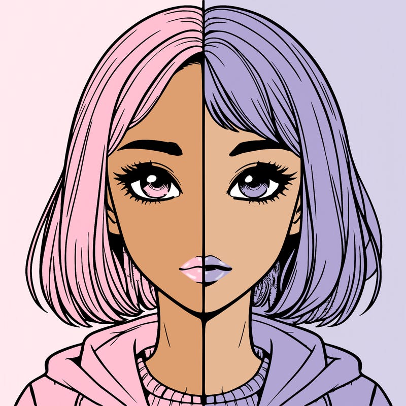 split realistic girl