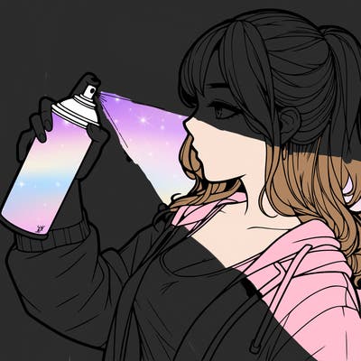 a realistic girl spray, painting