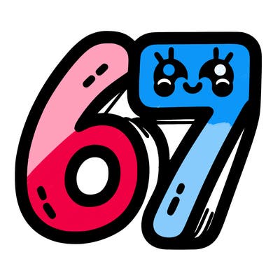 the numbers 67