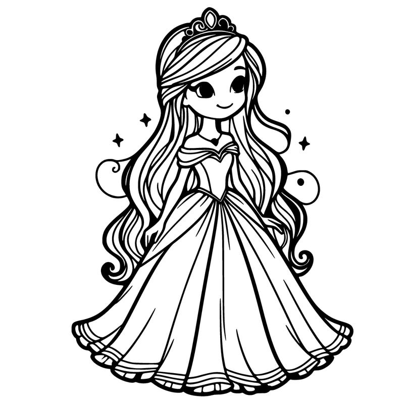 princess with long hair and a flowy dress