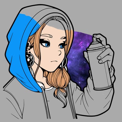 a realistic girl, spray painting
