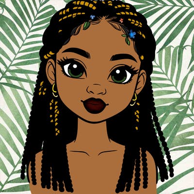 a realistic black girl with braids