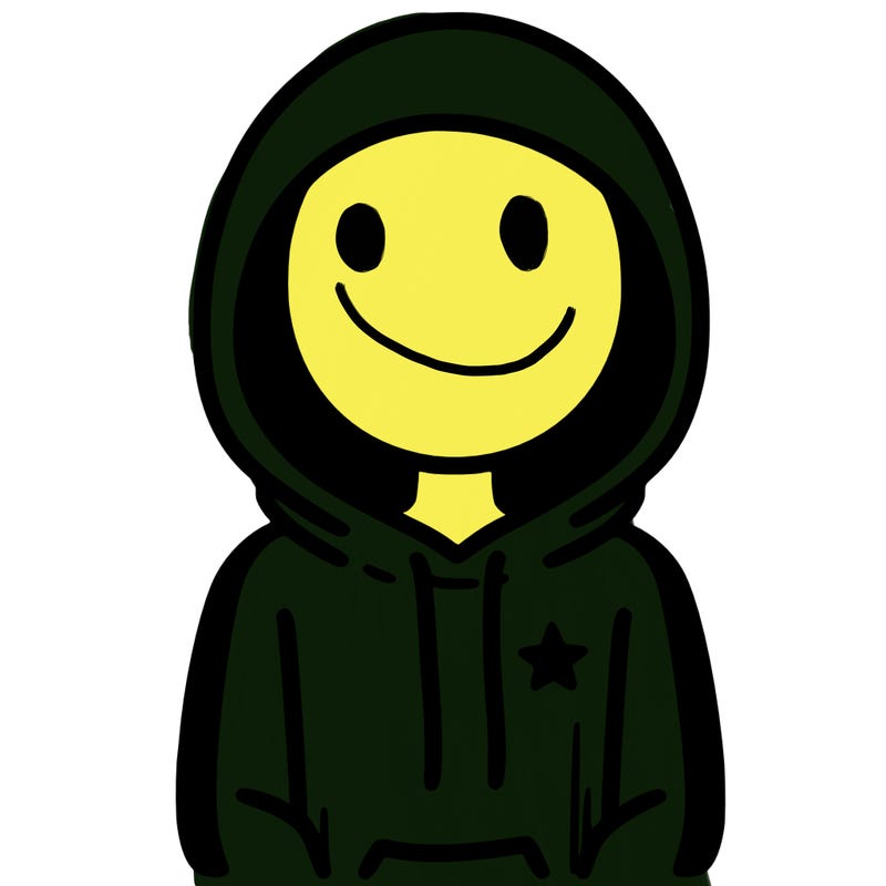 a person with non face waering a hoodie with a small star symbol on the hoodie