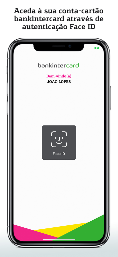 bankintercard Portugal - Bankintercard Portugal app login screen showing Face ID biometric authentication for secure access