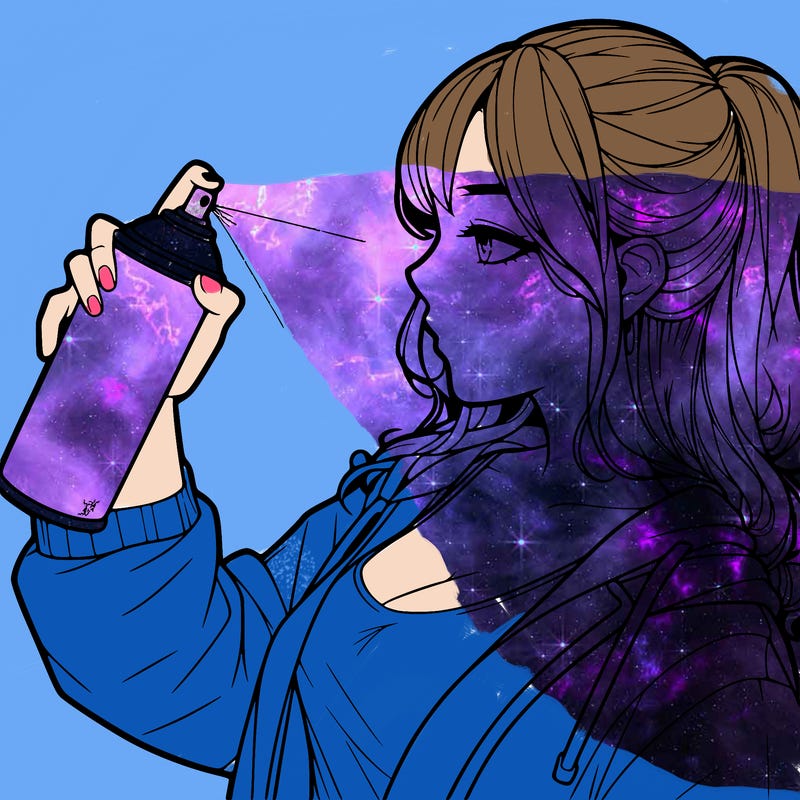 a realistic girl spray, painting