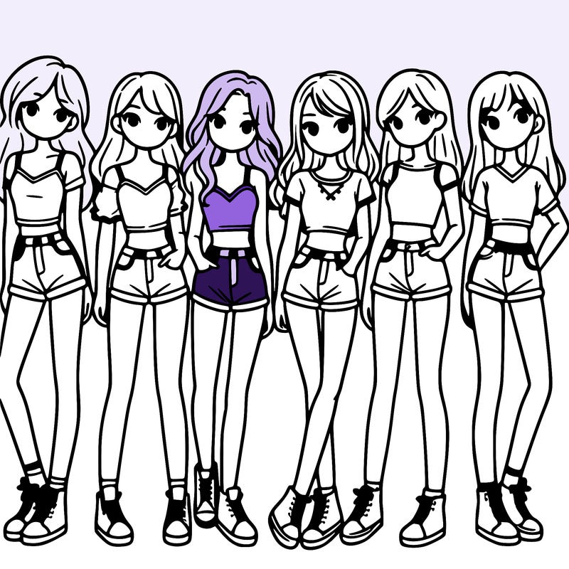 a group of girls wearing crop tops and shorts