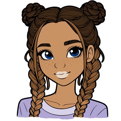 realistic girl with braids