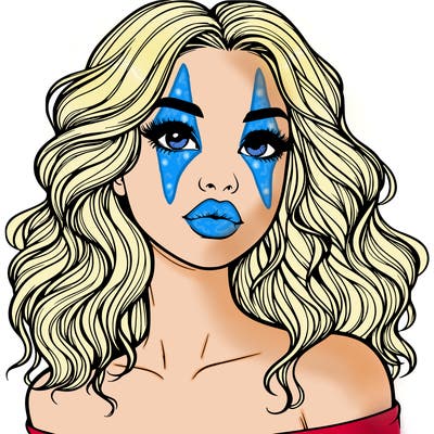 realistic girl with wavy hair and lips