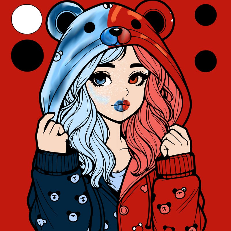 realistic girl in a animal pjs hoodie