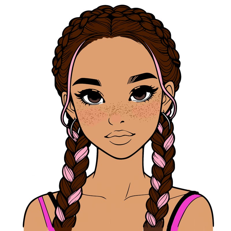 realistic girl with braids