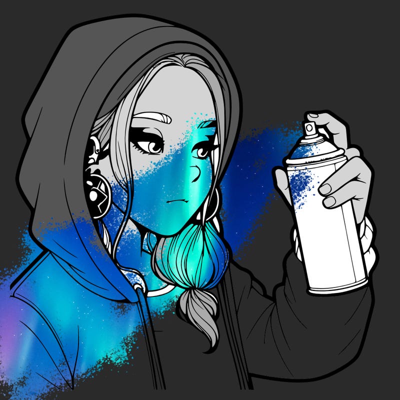 a realistic girl, spray painting