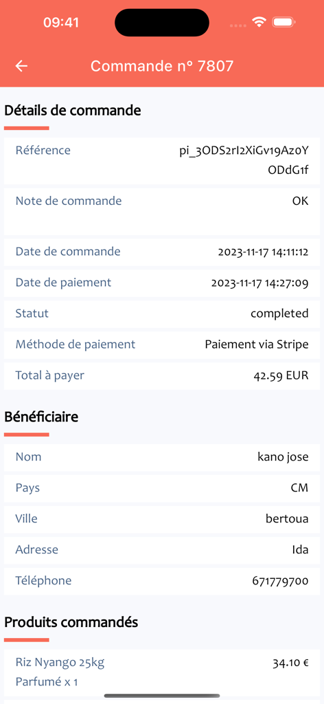 Easy Market - Order summary screen in the Easy Market app for a grocery delivery in Cameroon