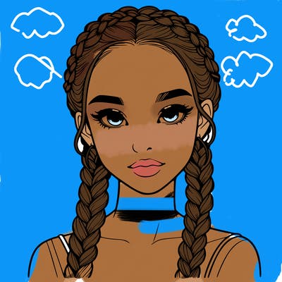 realistic girl with braids