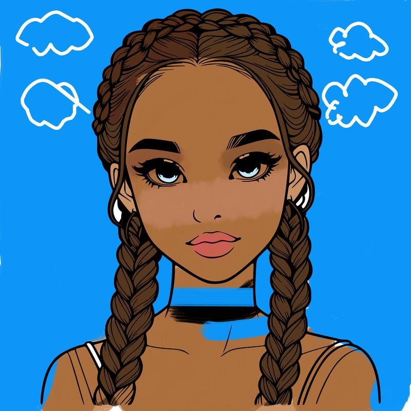 realistic girl with braids