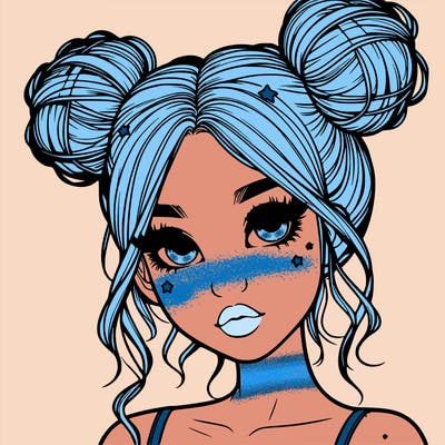 realistic girl with space buns