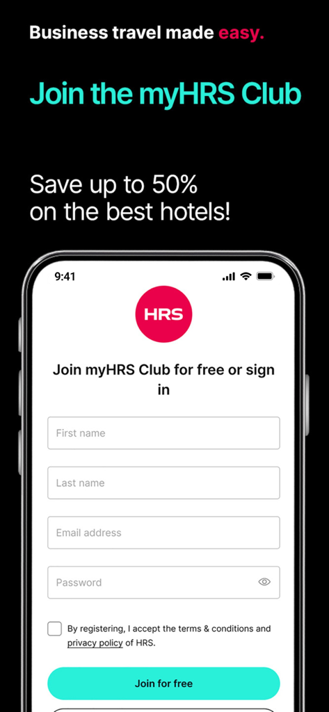 HRS: Find and book hotels - Iscriviti al myHRS Club per risparmiare fino al 50% sugli hotel per viaggi di lavoro