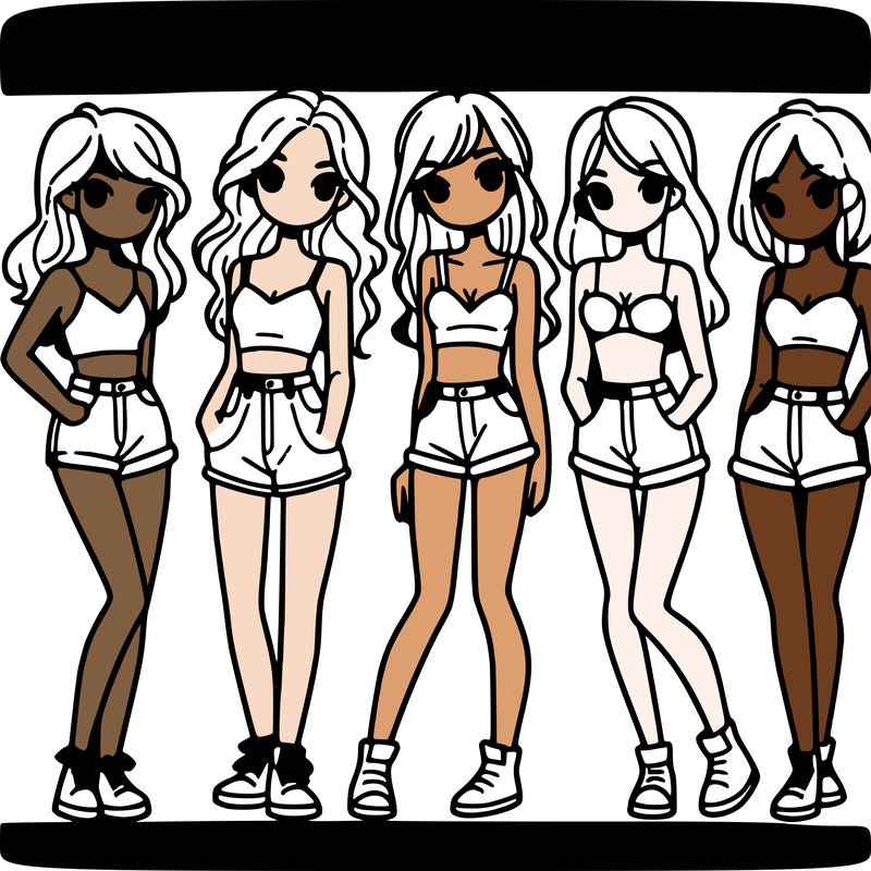 5 girls in crop tops and shorts