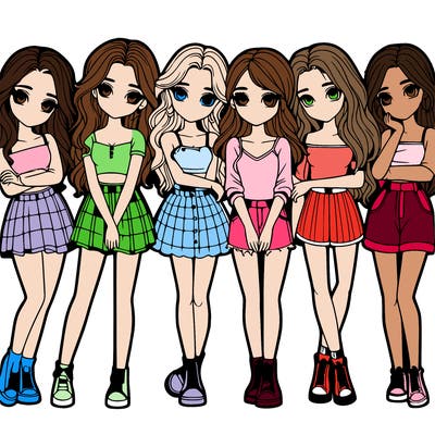 a group of girls realistic