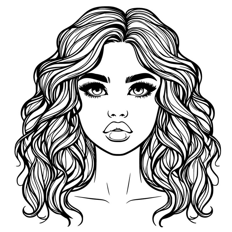 realistic girl with wavy hair and lips