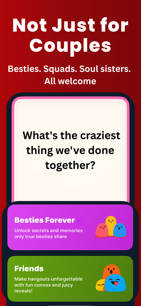 Couple Games Questions - LuvQ - Interfaz de la aplicación LuvQ que muestra mazos de juegos para amigos y mejores amigos