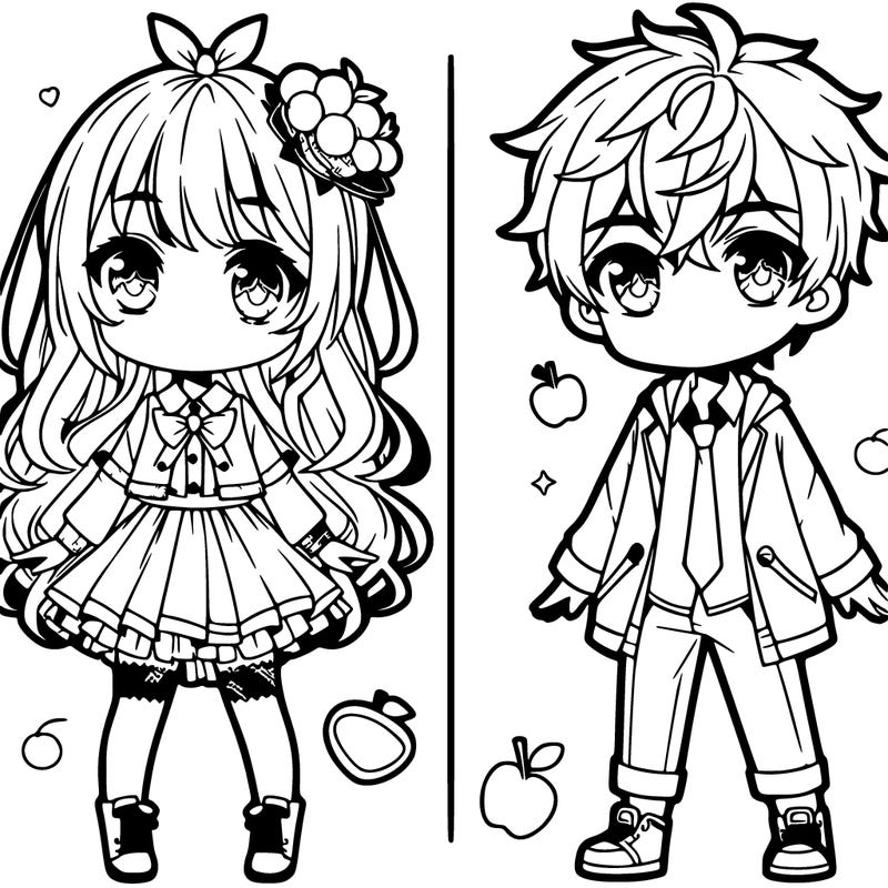 cute anime girl and boy