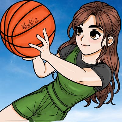 realistic girl playing basketball