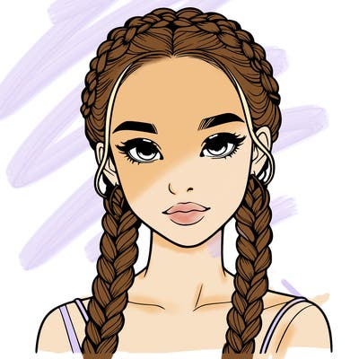 realistic girl with braids