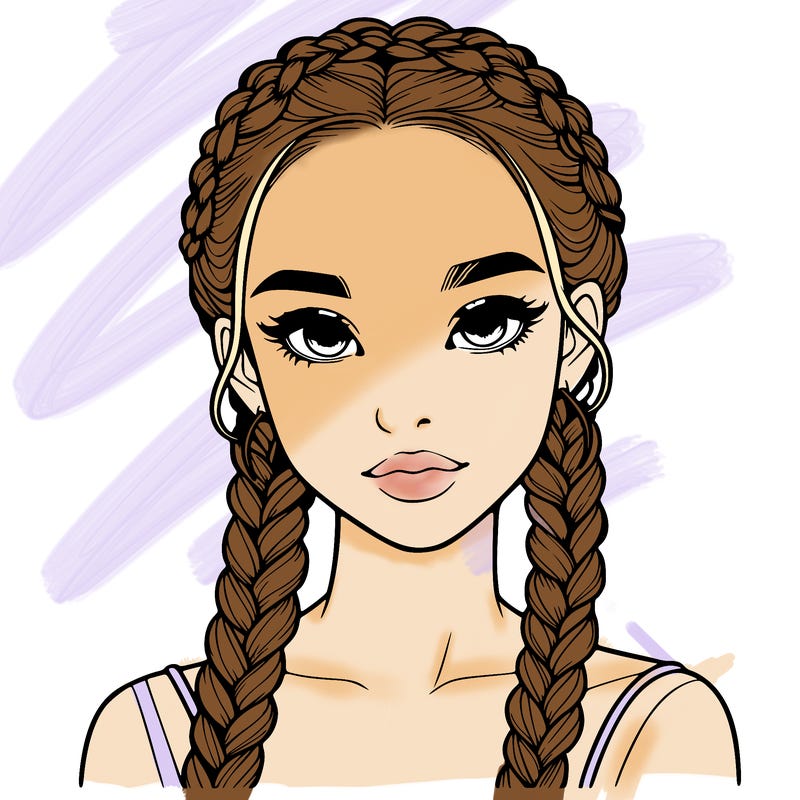 realistic girl with braids