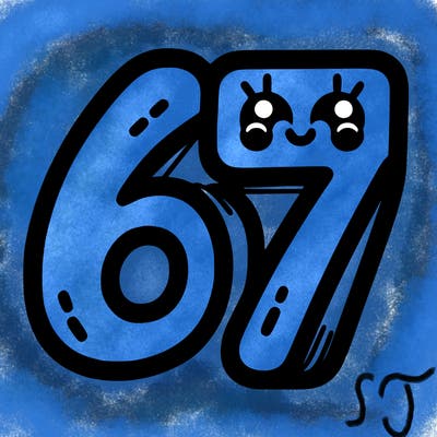 the numbers 67