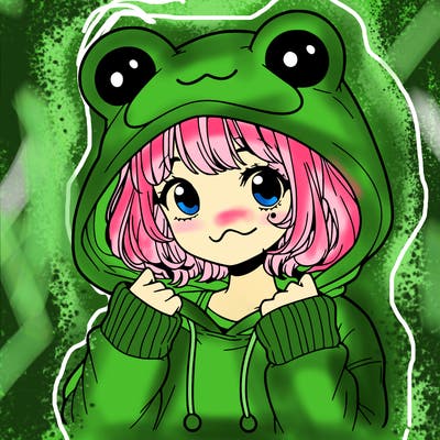 a cute teenage girl wearing a frog hoodie