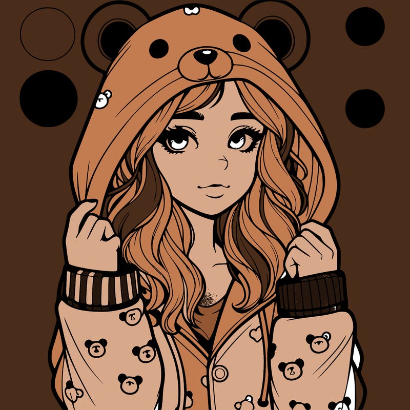 realistic girl in a animal pjs hoodie