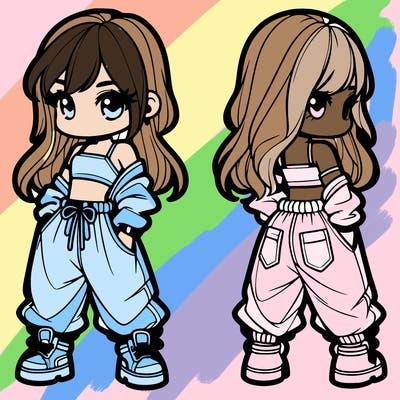 girl in crop top and baggy pants