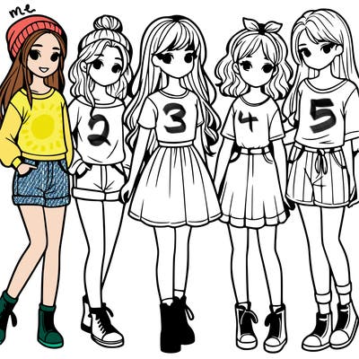 a group of five girls