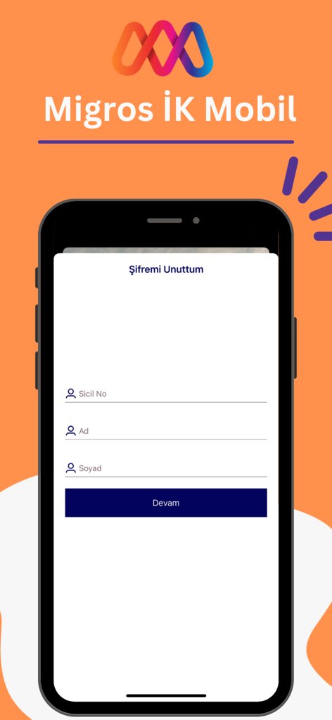 Migros İK Mobil - Migros IK Mobilのパスワードを忘れた場合の画面