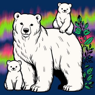 polar bear and cubs