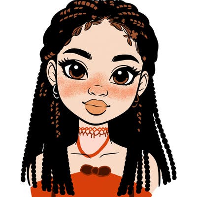 a realistic black girl with braids
