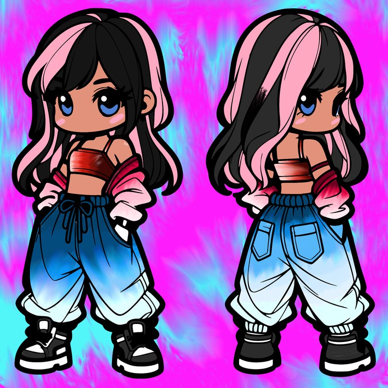 girl in crop top and baggy pants
