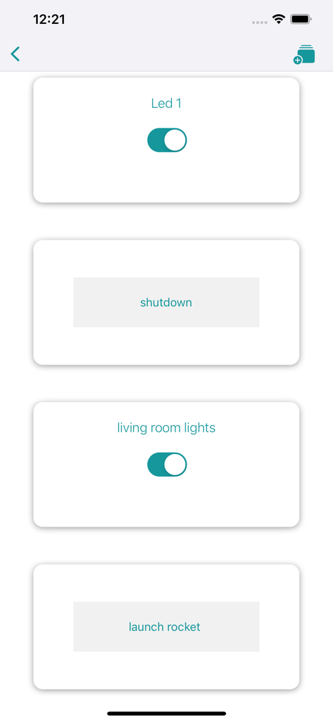 Arduino Bluetooth remote control interface with toggle switches and buttons