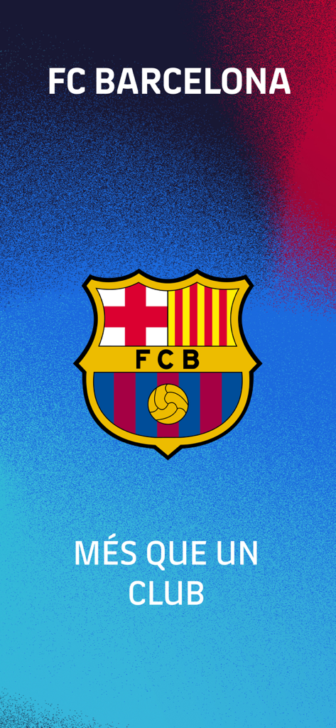 FC Barcelona Members - Pantalla de bienvenida de la app de Socios del FC Barcelona con el escudo del club y el lema Mes que un club.