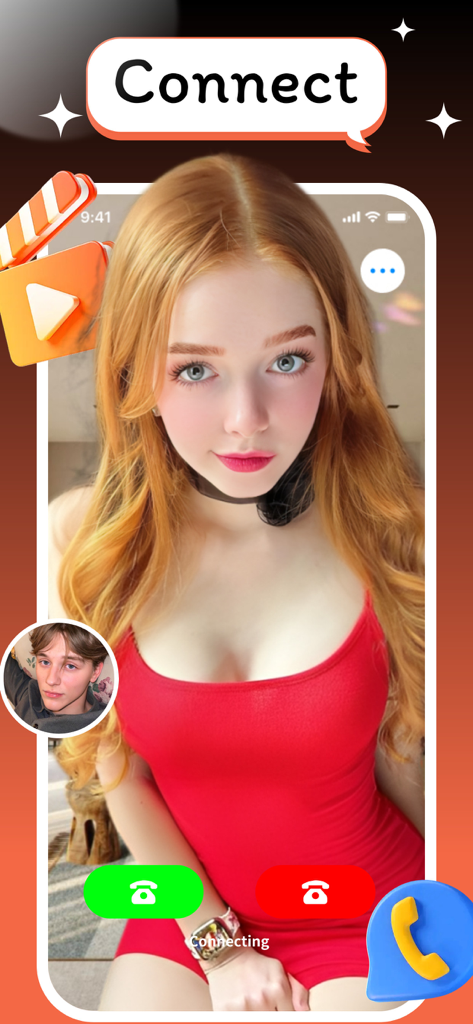 Viewr：Video Chat & Share Life - A screenshot of the Viewr app showing a video chat connection screen with a young woman