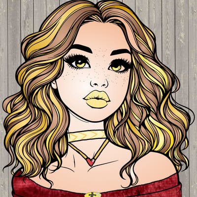 realistic girl with wavy hair and lips