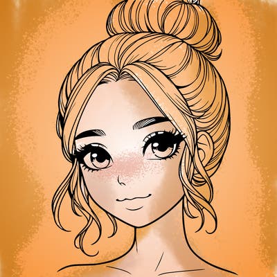 realistic pretty girl with hair in bun