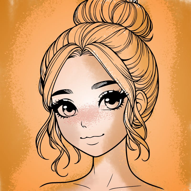 realistic pretty girl with hair in bun