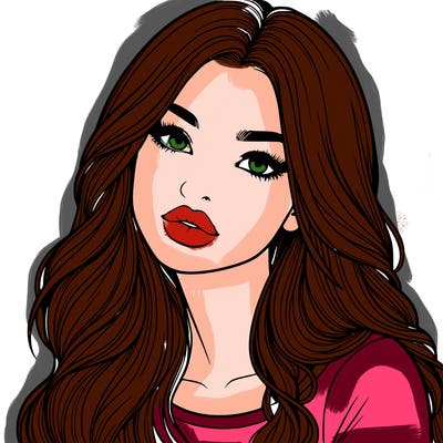 realistic girl with hair on her hair and lips