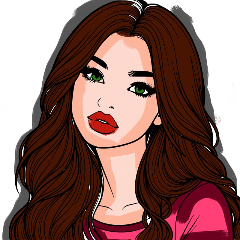 realistic girl with hair on her hair and lips