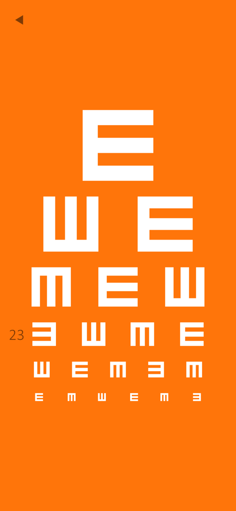 Nível 23 do jogo orange mostrando um quebra-cabeça estilo gráfico de olho branco em um fundo laranja sólido